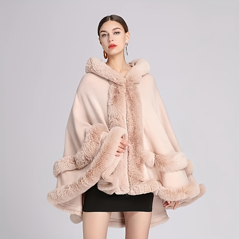 womens elegant plush lined hooded cape style shawl wrap - Temu Mexico