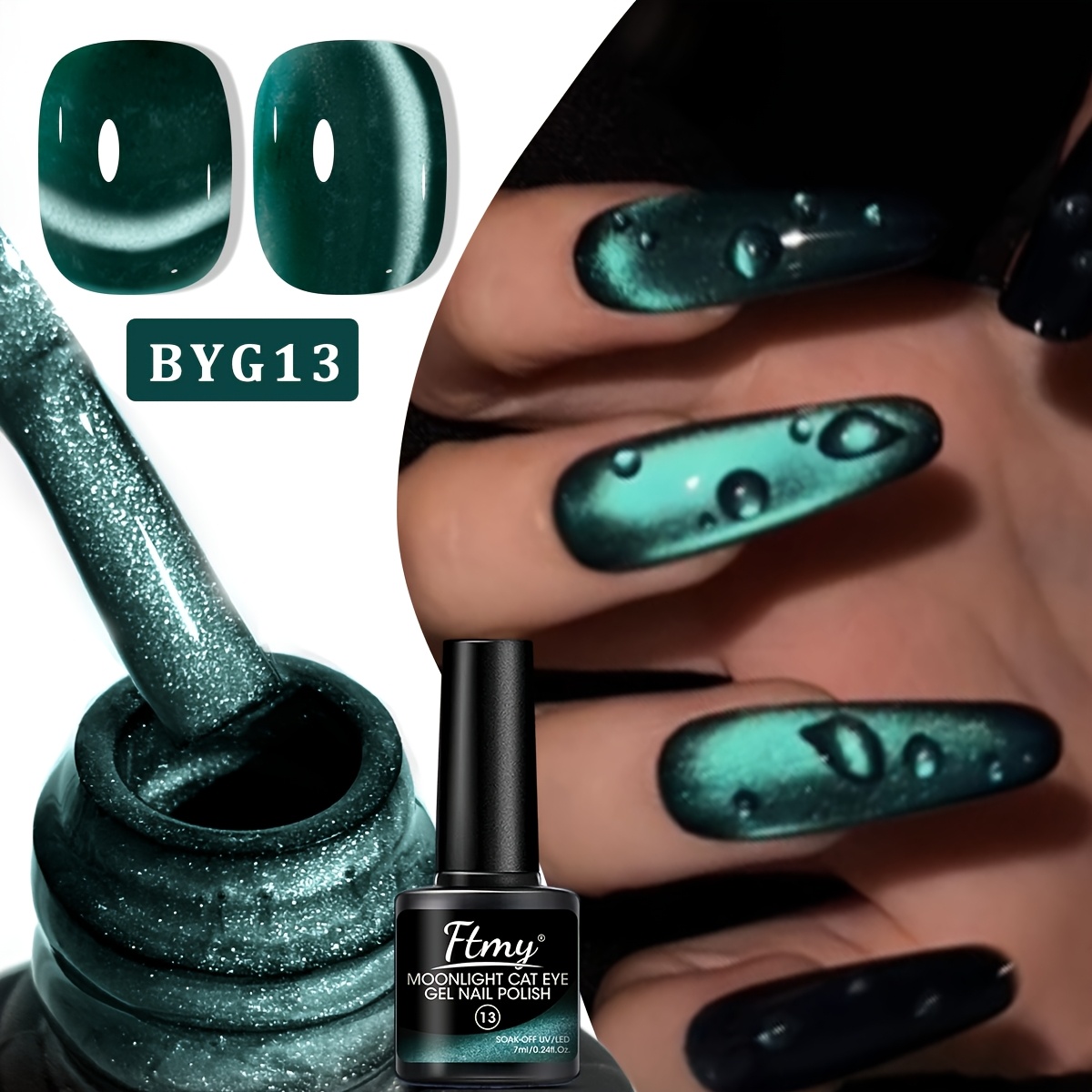 Image of 1 Bottle Ftmy Single Bottle Cat Eye Gel Polish - Suitable For Salon & Diy Nail Art, Ice Transparent Base With & Cat-eye Effect, High-gloss Transparent Gel Polish For Nail Gifts For
