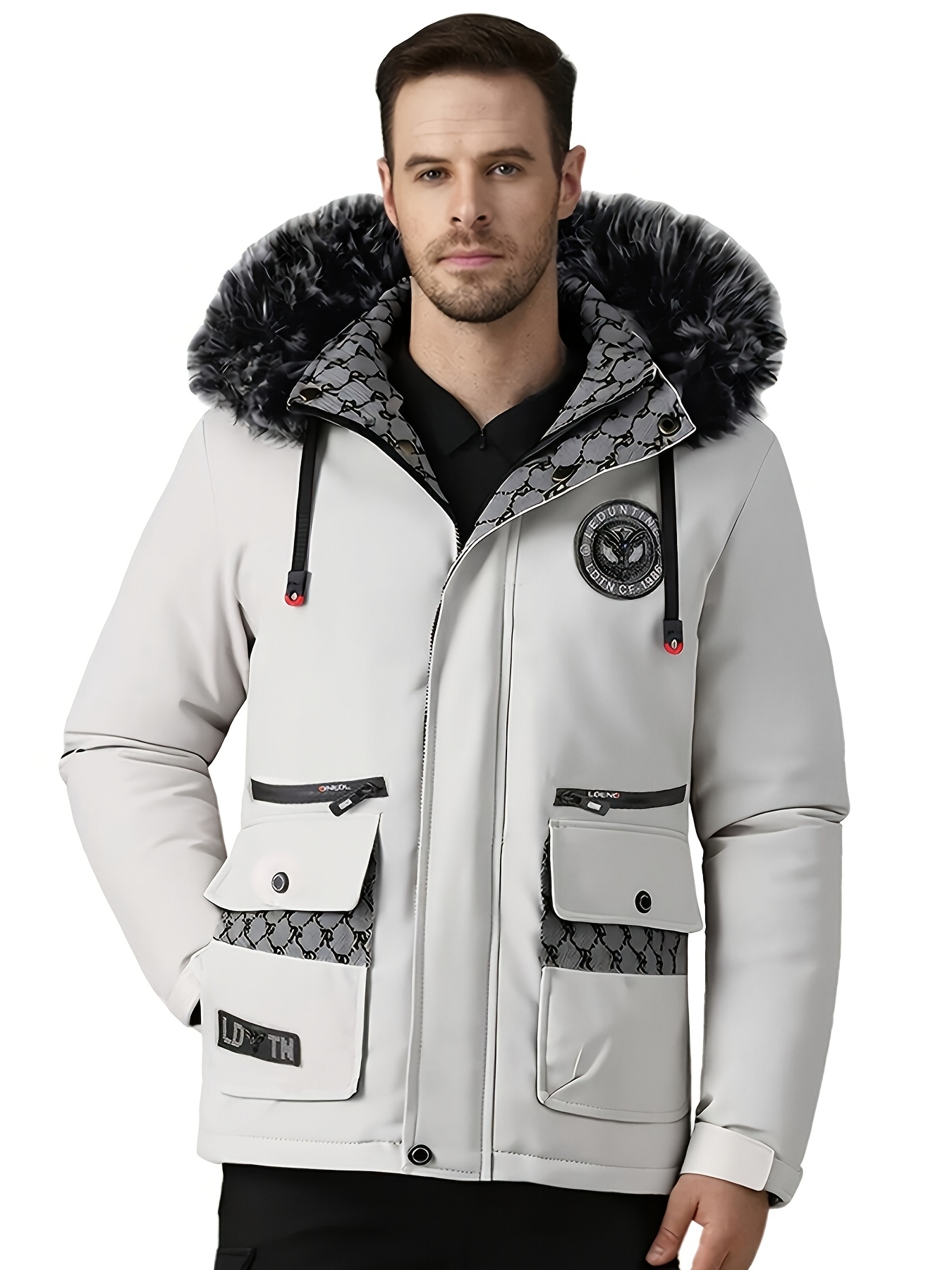 Men's Stylish Thickened Windproof Jacket with Large Pockets