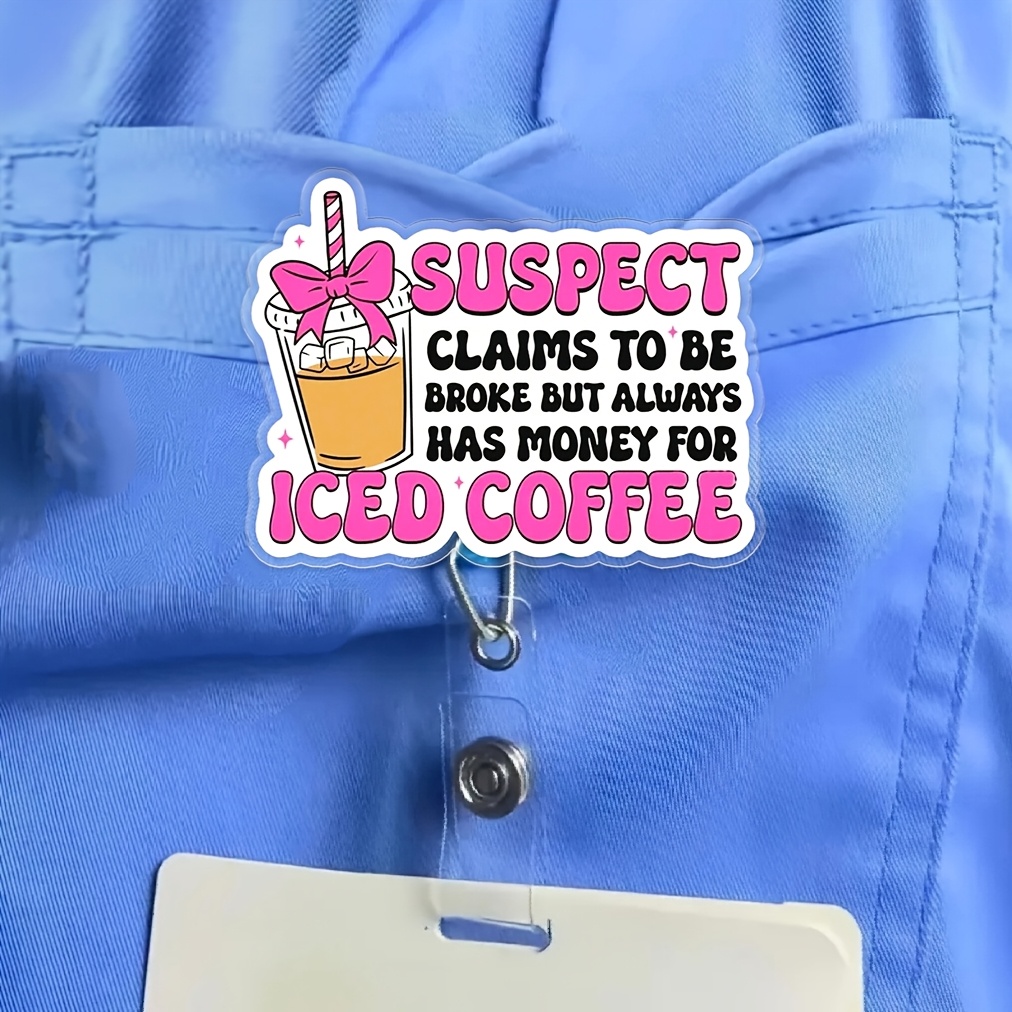 TEMU Enregistreur de badge créatif et amusant 2D 1pc, clip de badge léger avec clip de ceinture idéal pour infirmières, employés, médecins, RN, CNA,