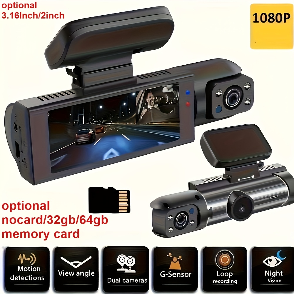 CAMECHO 1080P Dual Dash Cam – Front & Interior Car Camera with IR Night Vision, Wide-Angle Lens, Loop Recording & Dashboard DVR (Optional 32GB/64GB Memory Card) — Zaynora Luxury Marketplace