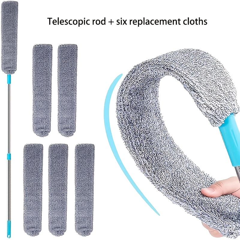 Image of 7pcs Set Of Retractable Crevice Dusters, Suitable For Dusting Under Appliances With An Extension Rod, A Duster For Beds, And A Home Crevice Duster For Ceilings And Furniture Bottoms