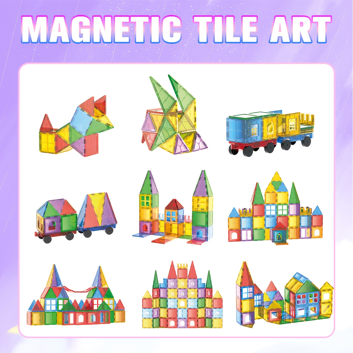 Random Color STEM Magnetic Stacking Building Tiles