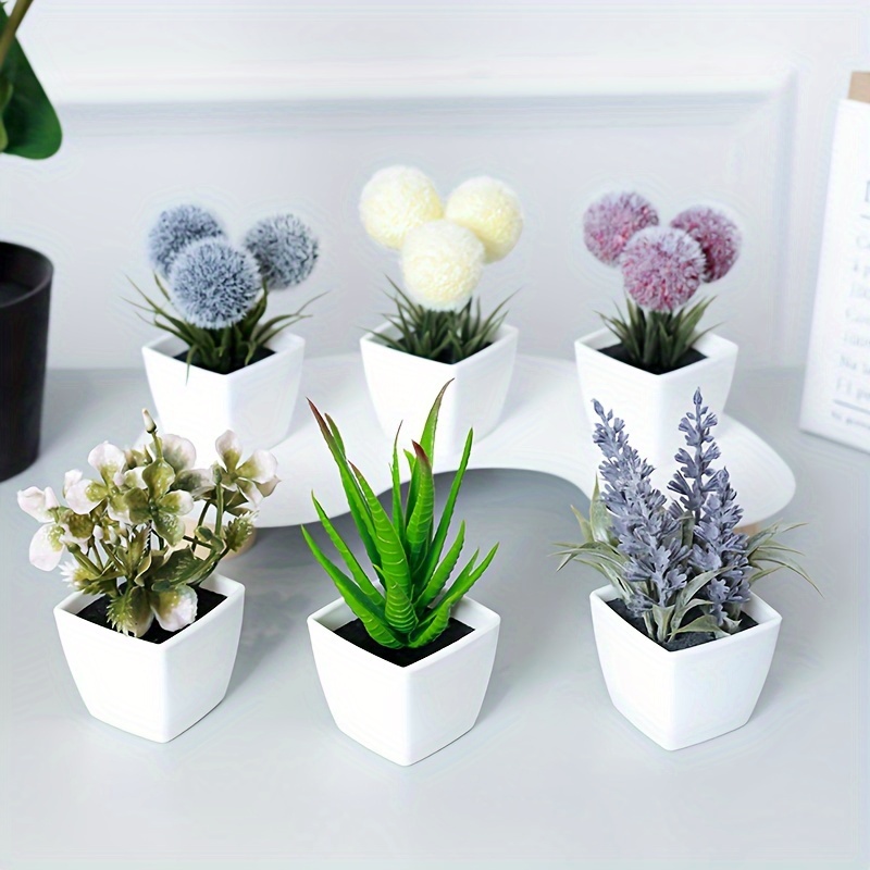 

6pcs/set Small Vase, Fake Plastic , Simulation , , Lavender , In Vase Potted Hanging Potted Plants For Office Desk Decor