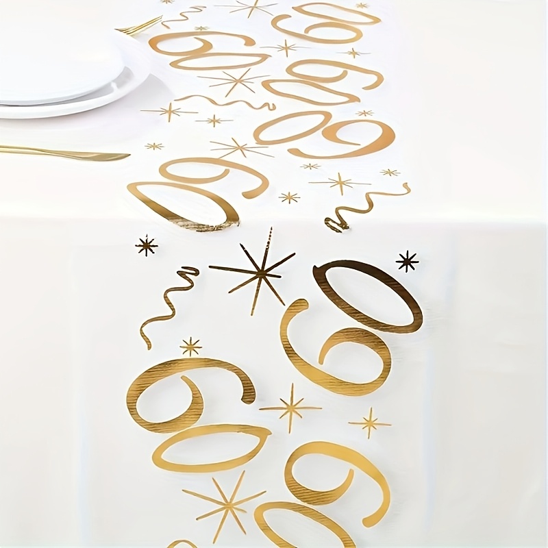 1 Roll Of 60th Birthday Table Runner, Suitable For , Anniversaries, Decorative Accents, Tableware Protection, And Festivals Such As Christmas