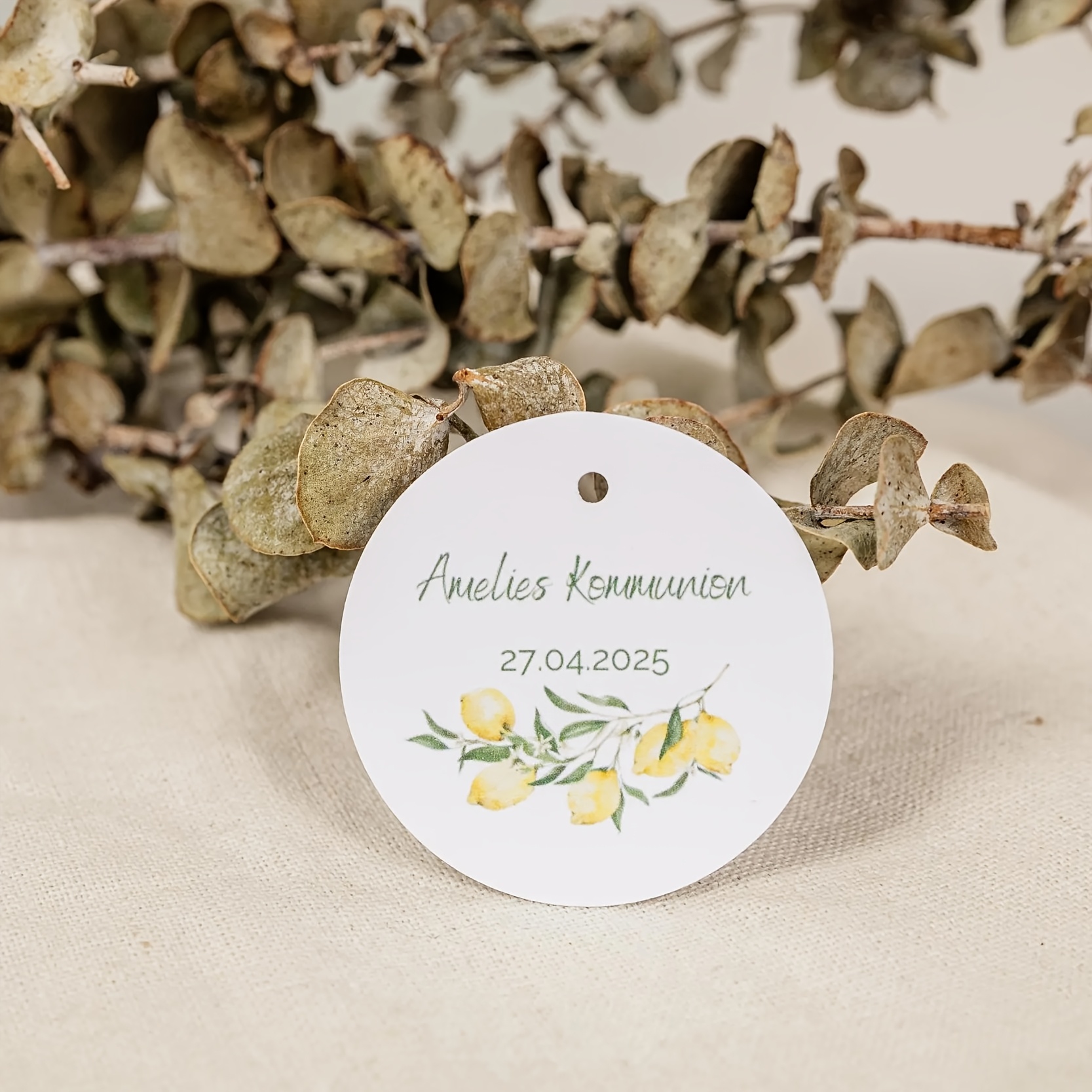 TEMU Étiquettes rondes en papier personnalisables et modifiables avec motif citron et feuille verte - Étiquettes pour cadeaux de mariage -