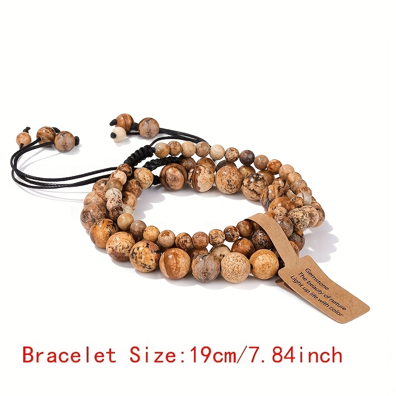 3pcs Natural Stone Beaded Bracelets for Women