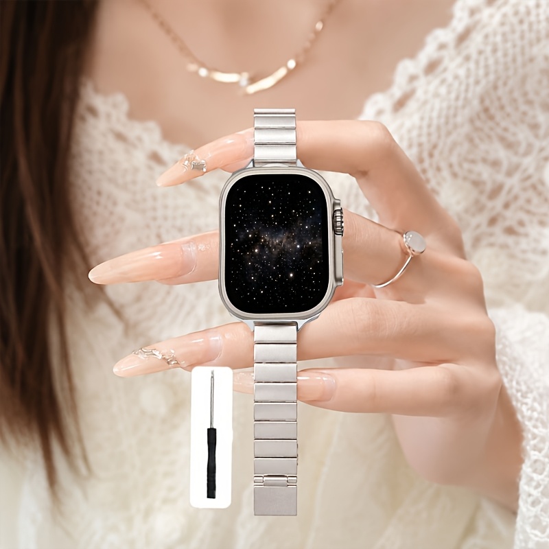 TEMU Ремінець для Apple Watch з нержавіючої сталі 45 мм Ultra 49 мм 38 мм 42 мм 41 мм 40 мм 44 мм 46 мм, металевий браслет для Iwatch Series Ultra 11