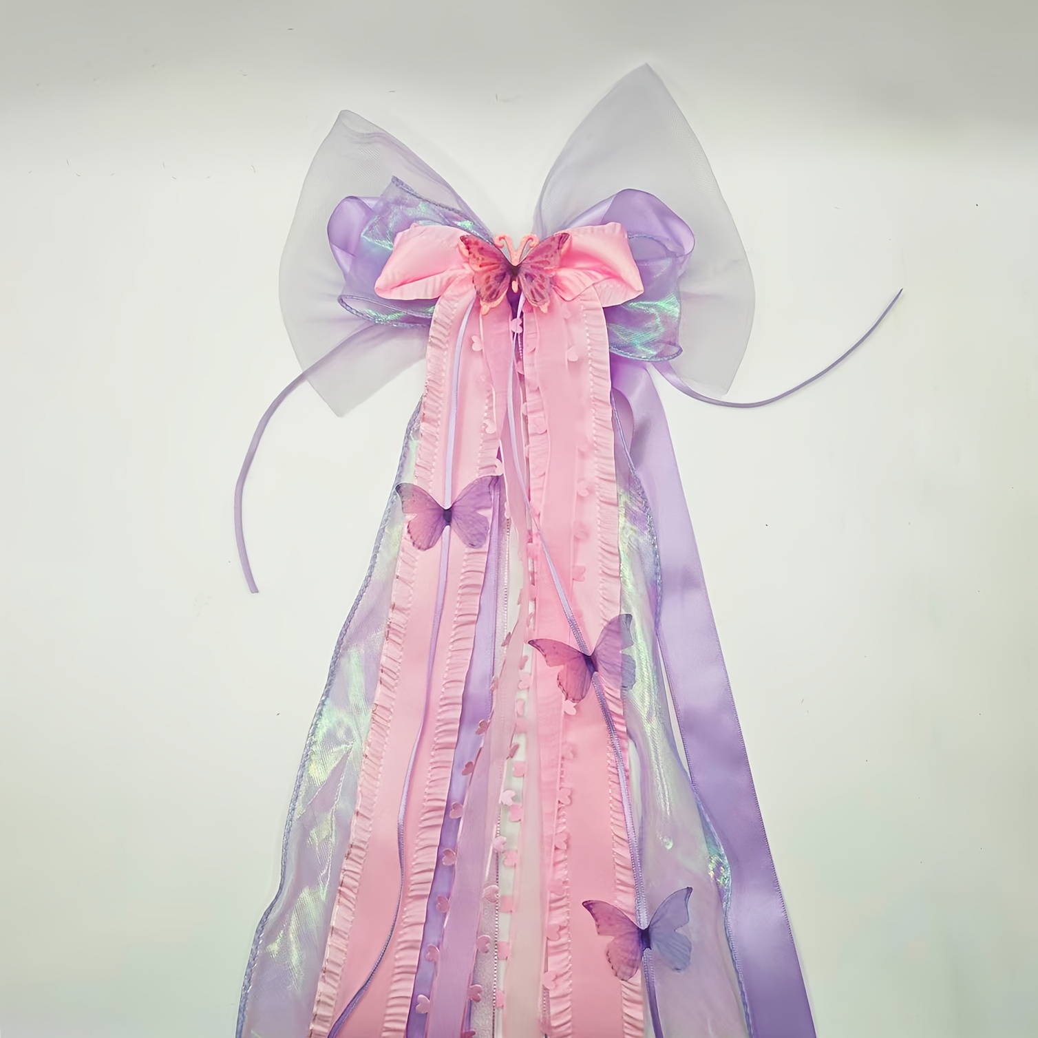 Image of 1pc, Back To Ribbon With Bows, Decorated With Purple Butterflies Christmas, Halloween