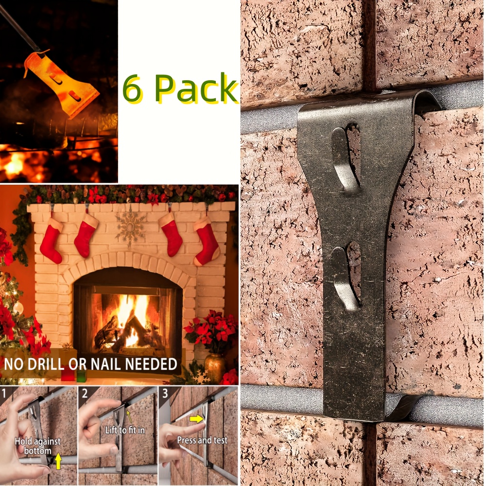TEMU Brick Hook Clips (6 Pack) For Hanging Outdoors, Brick Hangers Fit Standard Size Brick 2-1/ 4" To 2-3/ 8" In Height, Heavy Duty Brick Hanging