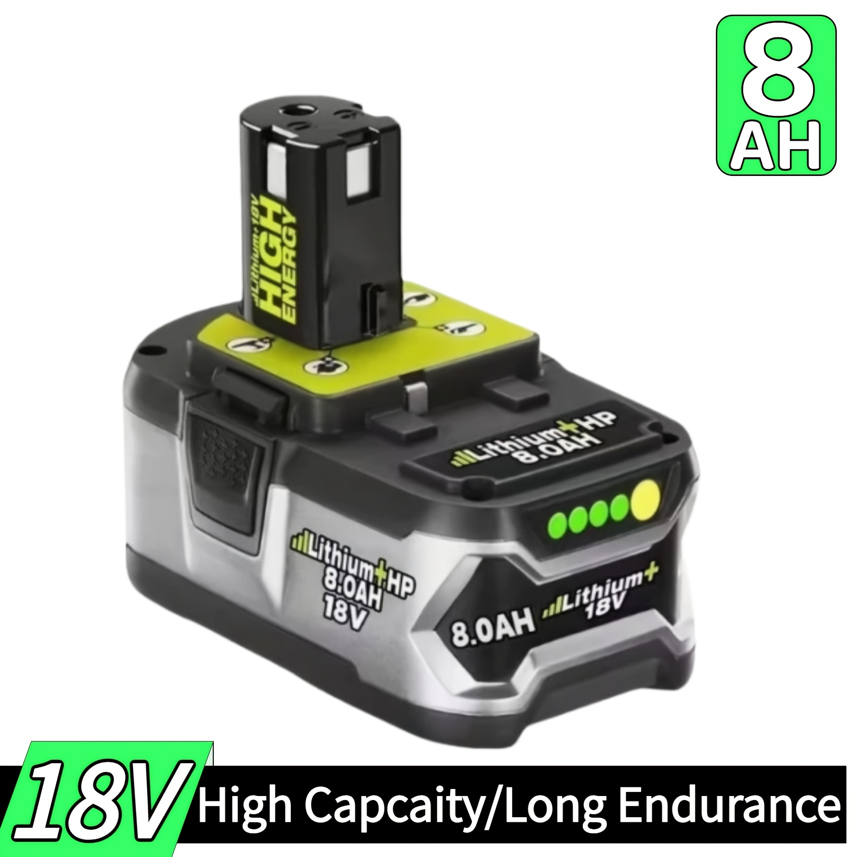TEMU P108 18v 8.0ah Battery Replace For Ry-obi 18v Battery P108 P104 P105 P107 P109 P122 Compatible With For Ryobi 18v Cordless Power Tools