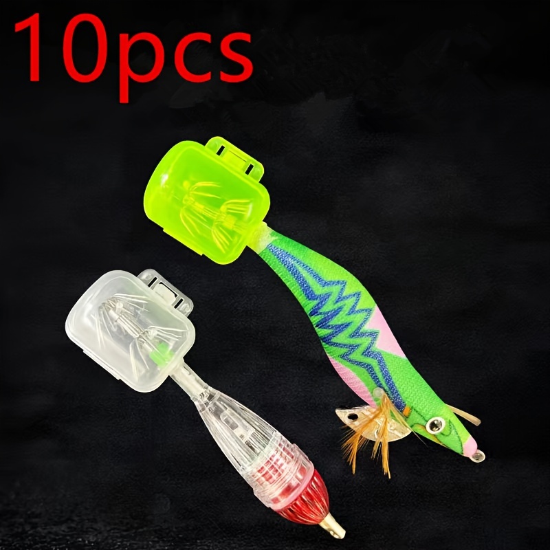 

10pcs Pvc Fishing Hook Protectors - Shrimp & Squid Jig Covers For Outdoor Angling, Yellow