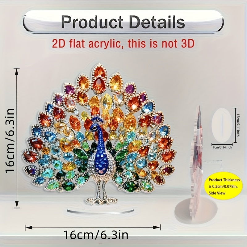 TEMU 2d Flat, 2d Flat Design, 1pc, Colorful Gemstone Base Rooster Desktop Ornament, Suitable For Home, Office, Or Garden Decoration | An Ideal Gift