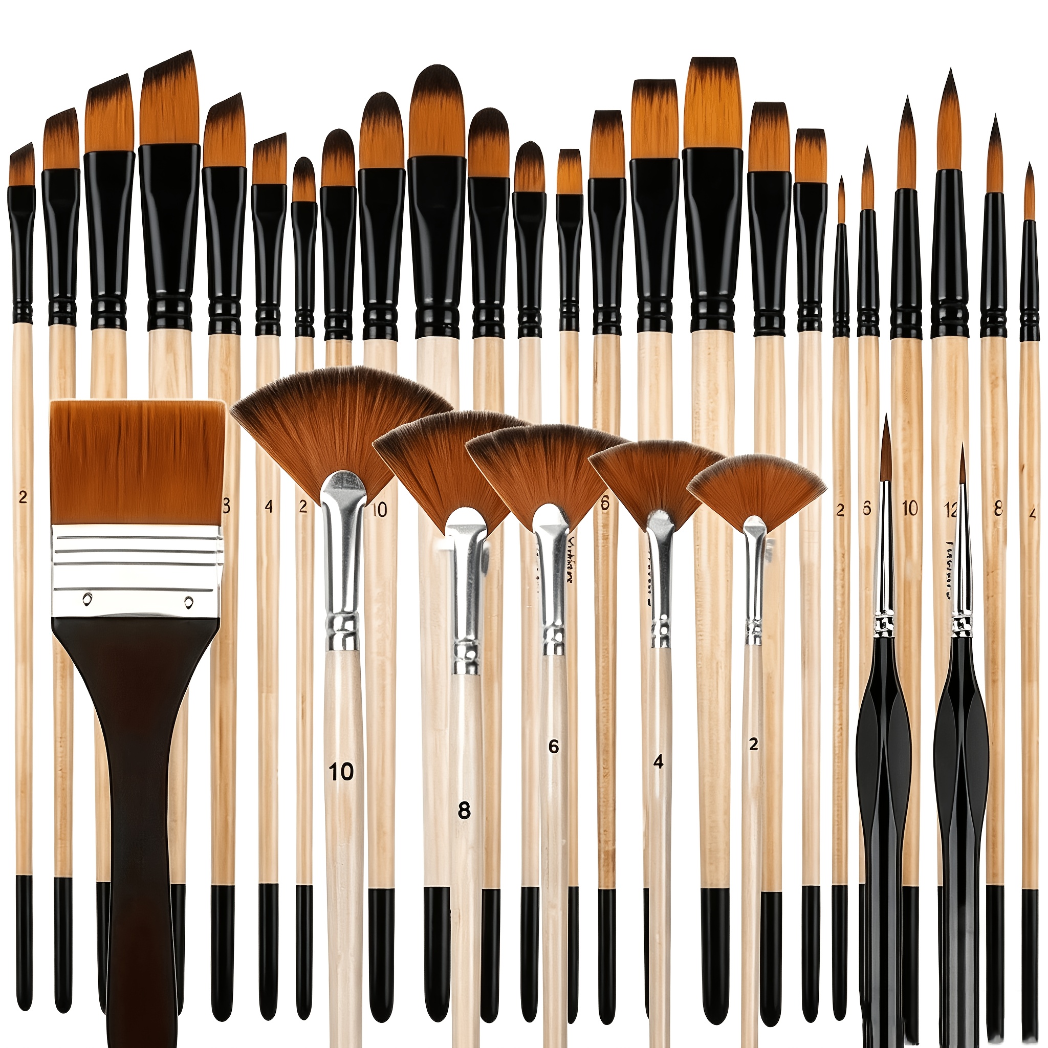 TEMU Set di pennelli da pittura professionale per , 32 pezzi, (Rotondi, , Angolati, ) per pittura acrilica e ad - Pennelli (1-32) - Adatti per ,
