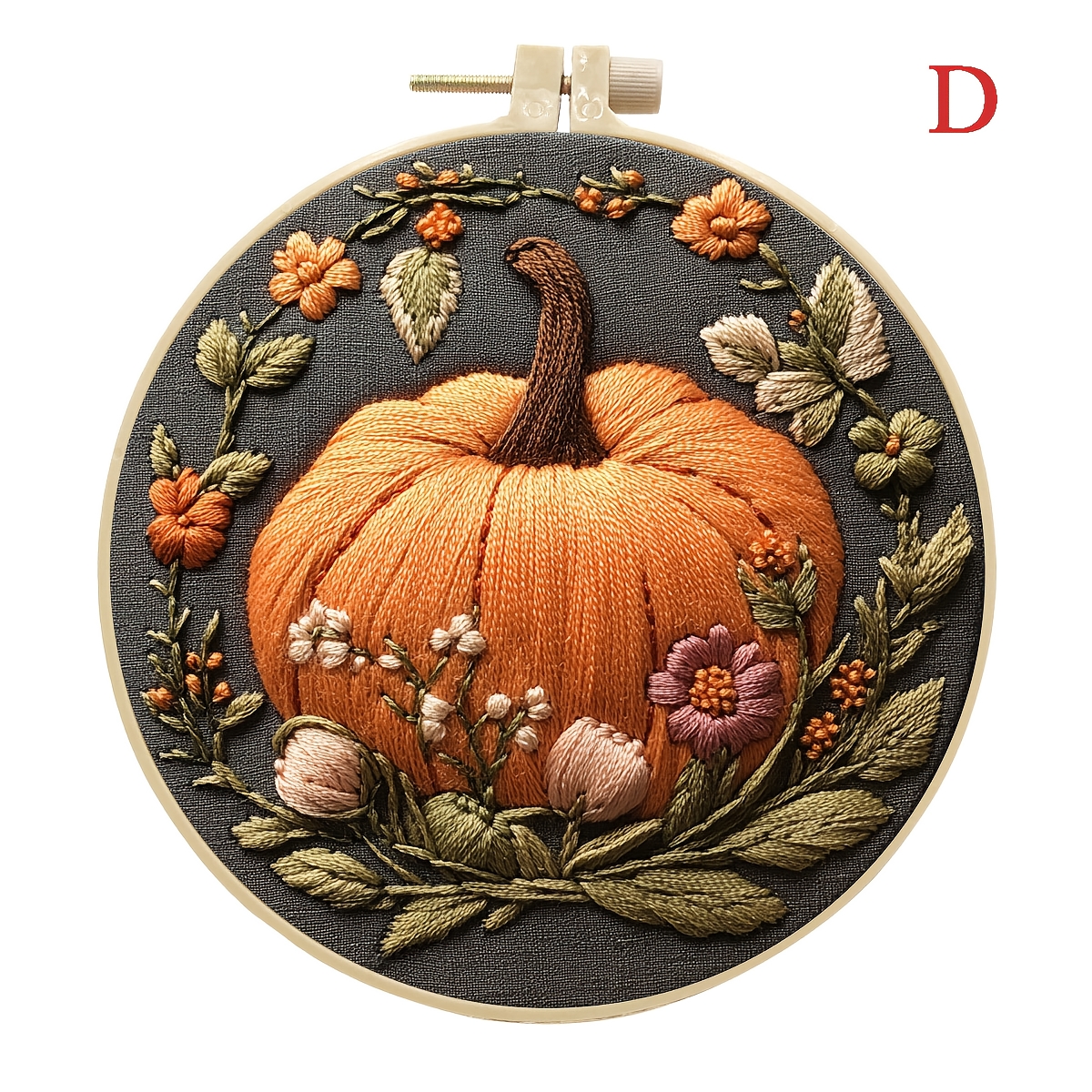 Complete Beginner Pumpkin Embroidery Set, DIY Handmade Kit
