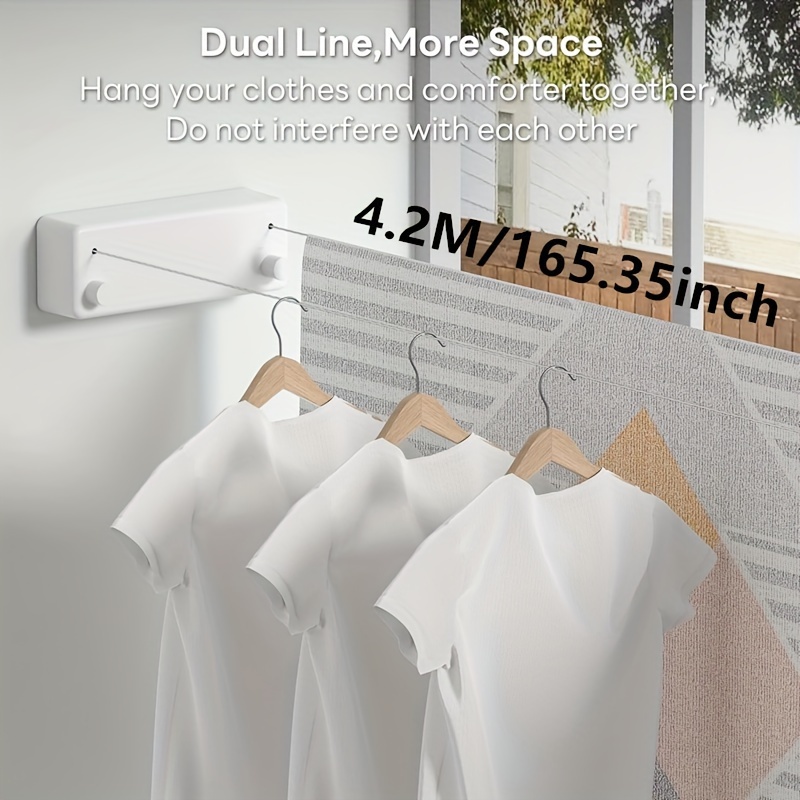 heavy duty retractable clothesline 165 35 stainless steel wire indoor outdoor use rust fade resistant ideal for towels quilts invisible rental balcony rope Product details 3