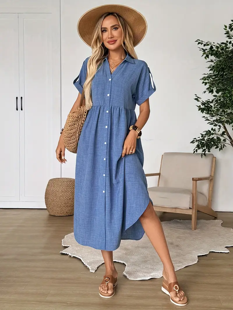 elegant directional style shirt dress women's clothing - Temu Mauritius elegant directional style shirt dress women's clothing - Temu Mauritius