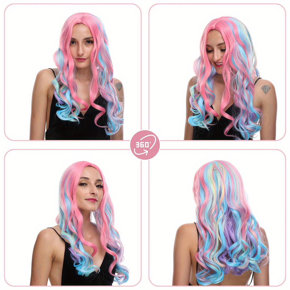 anime lolita cosplay wig blue purple black - Temu display picture 1