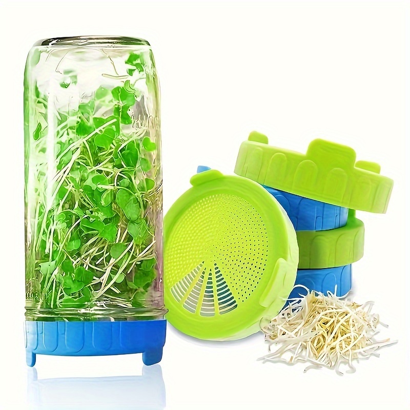 plastic sprouting lids for 86mm wide mouth mason jars 2pcs sprouting strainer lid for canning jars suit for growing broccoli seeds   alfalfa salad sprouts etc details 2