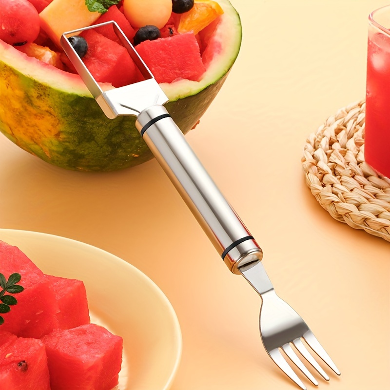 

1pc, Stainless Steel Watermelon Fork, Multifunctional Melon Cutter And Server, Kitchen Fruit Tool For Easy Cutting And Slicing