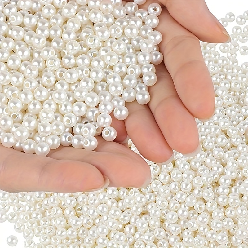 

800pcs 8mm Ivory Craft Pearls With Through Hole - Acrylic Beads For Diy Jewelry, Vase Filler & Decorative Projects