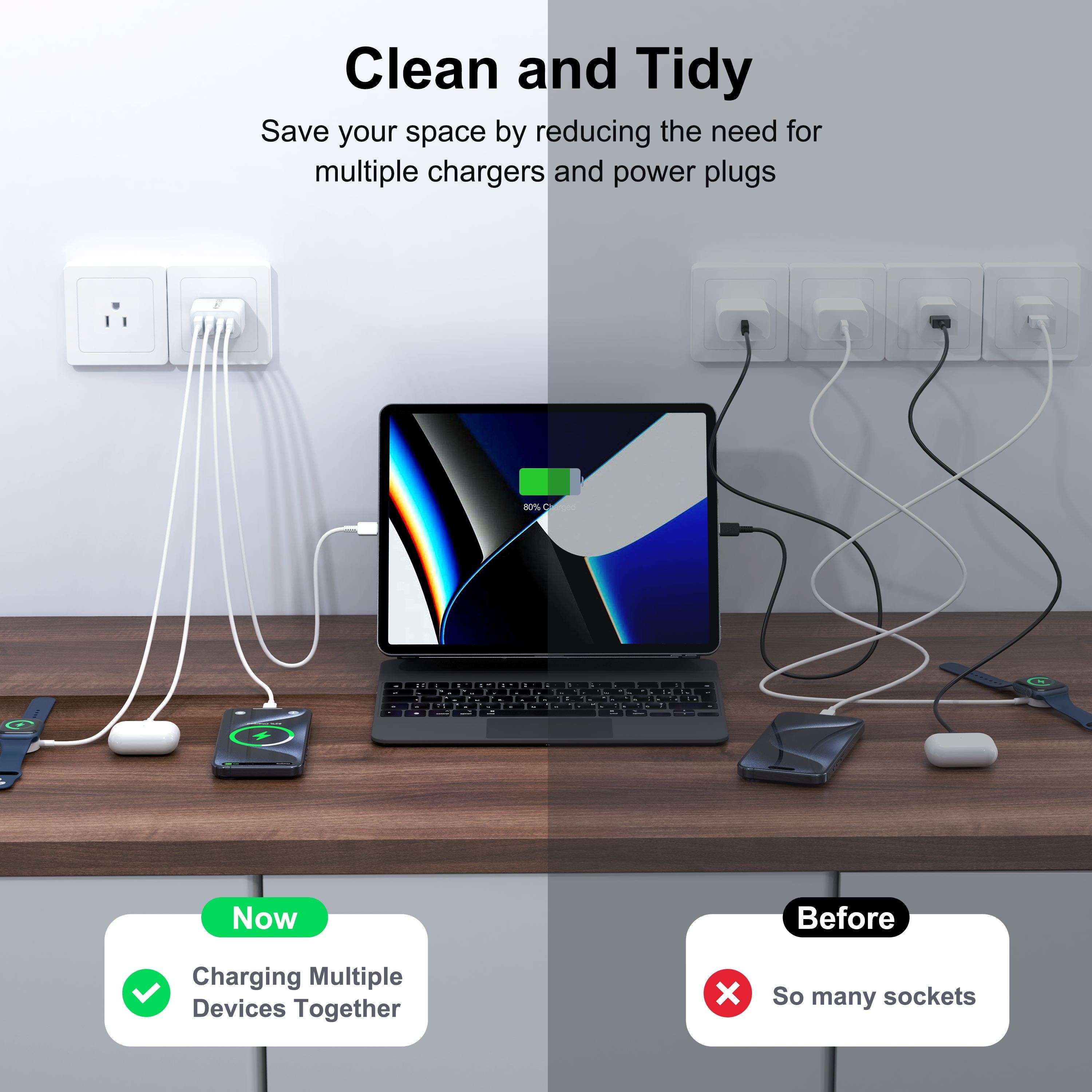 2-Pack 40W USB C Wall Plug, 4 Port Fast Charging Block PD 3.0 Multi Port Type C Adapter Cube For IPhone 15/13/13pro/12/12pro/XR/SE, IPad Pro/Mini/Air, Google Pixel/Pixel 3a/ XL/3/2XL