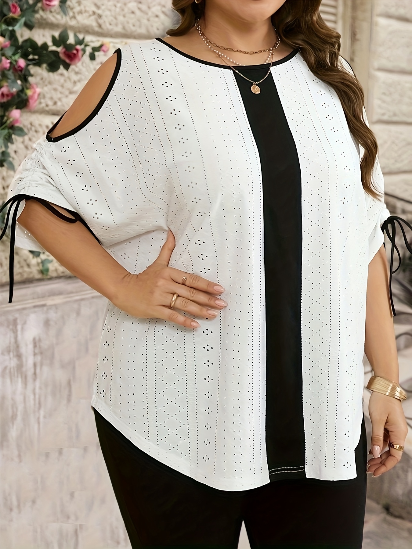 plus size womens plus size elegant white blouse black Temu Spain