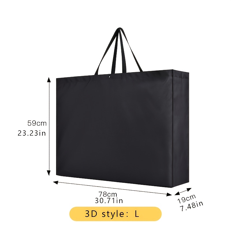 TEMU 1pc Extra Large Capacity Oxford Cloth Shopping Moving Tote Supermarket Shopping Bag Black Large Capacity Gift Packaging Bag Gift Drawing Board