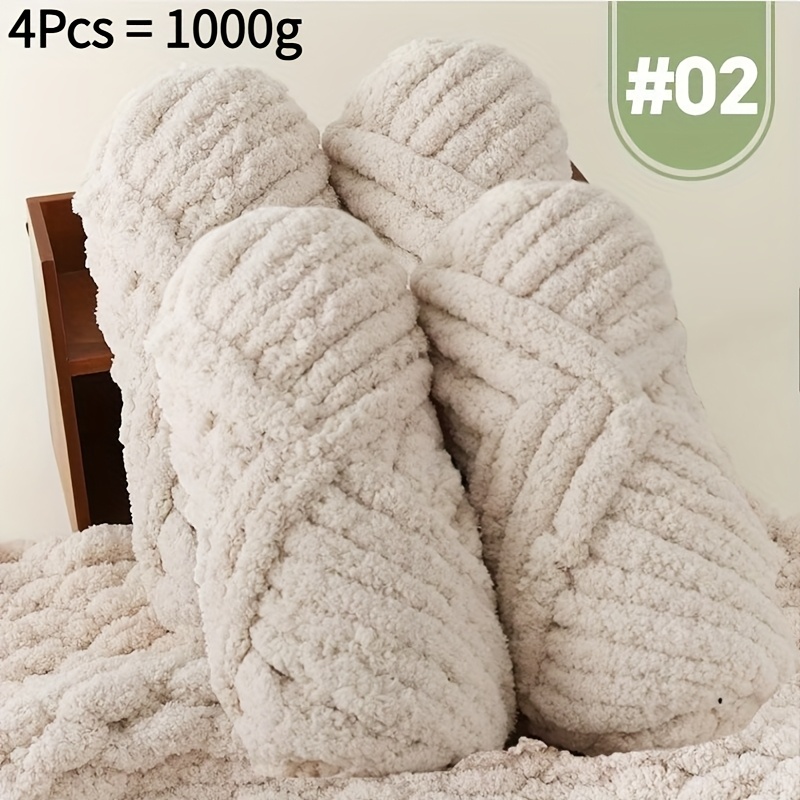 E-shop 4 Rollen ≈ 1000g 35,27oz Ultraweiches Fingergarn, 100% , Geeignet für Handstrickkissen, Decken, Haustierbetten, Schals verschiedene
