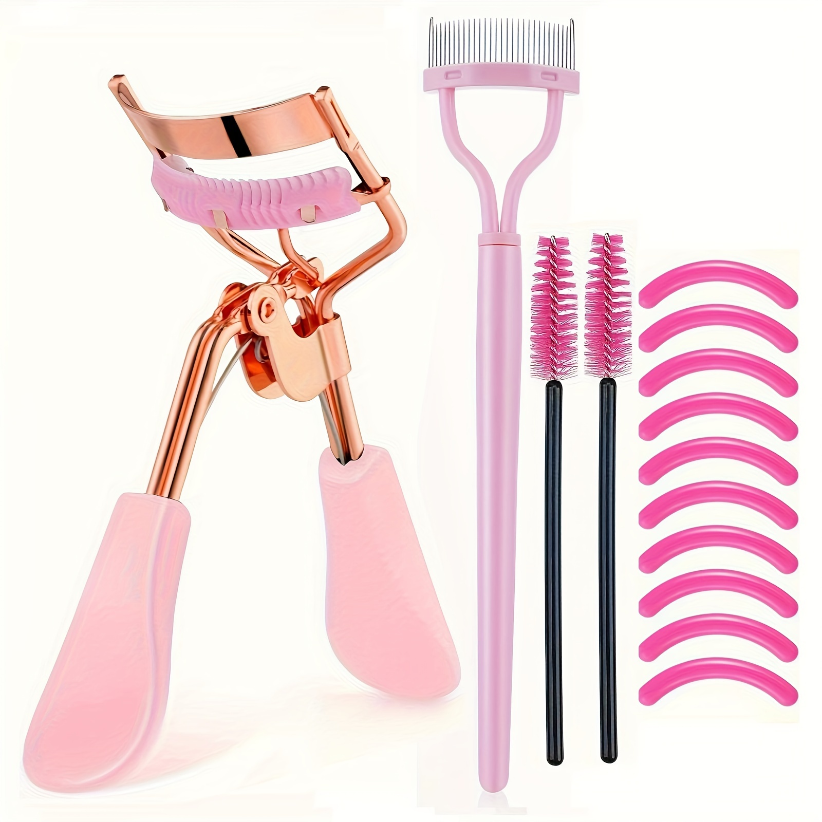 

Eyelash Curlers Eyebrow Brush Kit For Women Lash Curler, Eyelash Comb Seperator, 2 Piece Angled Eyebrow Brushes, 10 Silicone Refills Pads For Lash & Brow