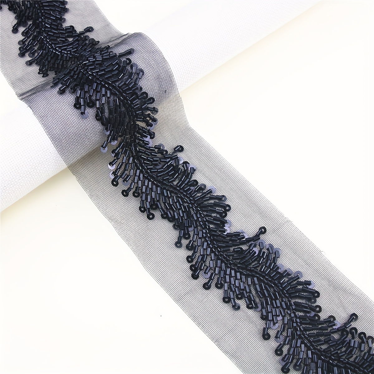 Mesh Sequin Bead Embroidery Heavy-Duty Lace for DIY Accessories