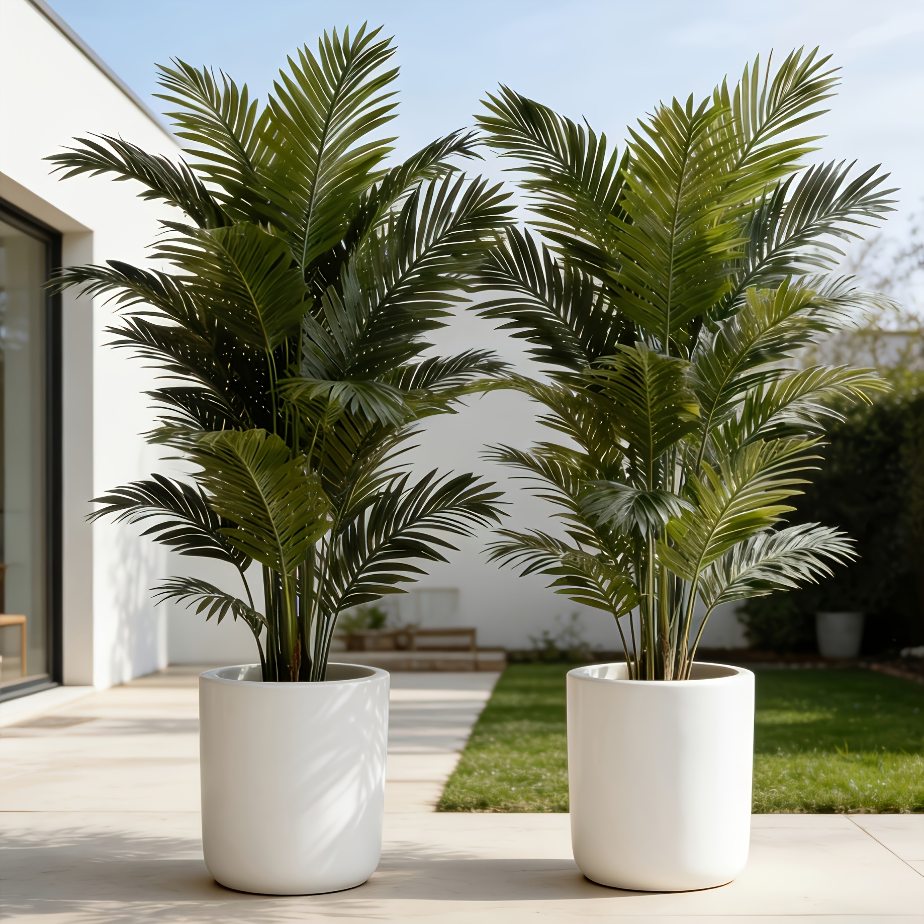 2pcs Ultra Large Outdoor Simulation Green Plant, Beautiful Artificial Palm Tree, Maintenance Free Tropical Style Plant, No Pot, Dense Green Leaves, Suitable for Indoor Gardens, Courtyards, Wedding Photography Props, Hotel Lobbies, Etc