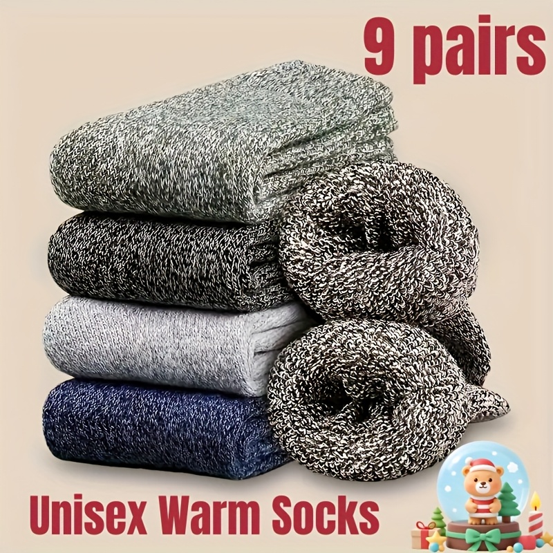 TEMU 9 Pairs Of Unisex Thermal Warm Socks, Thick Socks Boots Hiking Socks, Christmas Gifts Warm Winter Socks, Cold Weather Terry Socks, Heated Socks