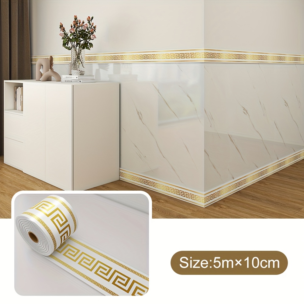 1 Roll 10cm X 5m Luxury Self-adhesive Skirting Board Guard & Wall Corner Trim, Extra Strong - -one Protection For Edges, Corners, Ceilings, And Countertops | Easy Diy Install