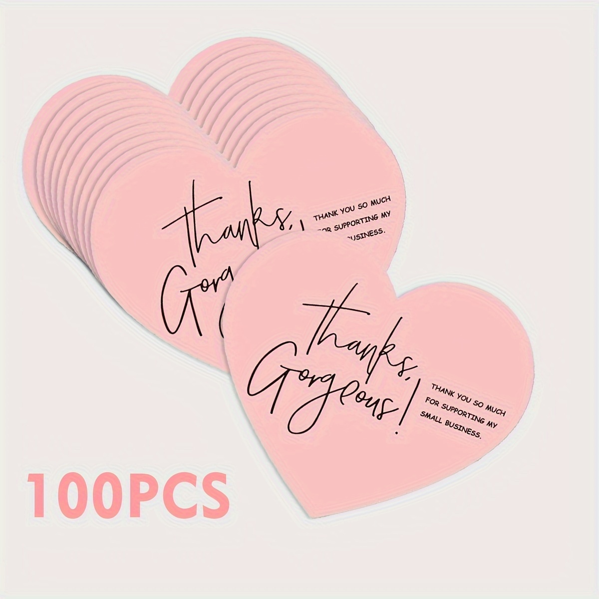 TEMU 100pcs Pink Heart Thank You Tags For Gift Wrapping - 