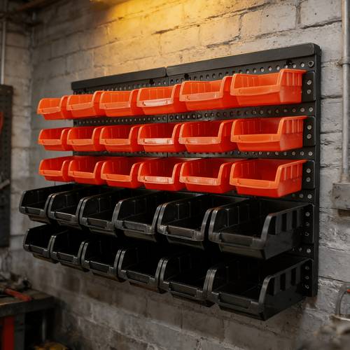 heavy duty wall mounted storage system for organizing tools like screws nuts bolts nails beads and small hardware durable holders for garage organization and stackable tool boxes storage and organization
