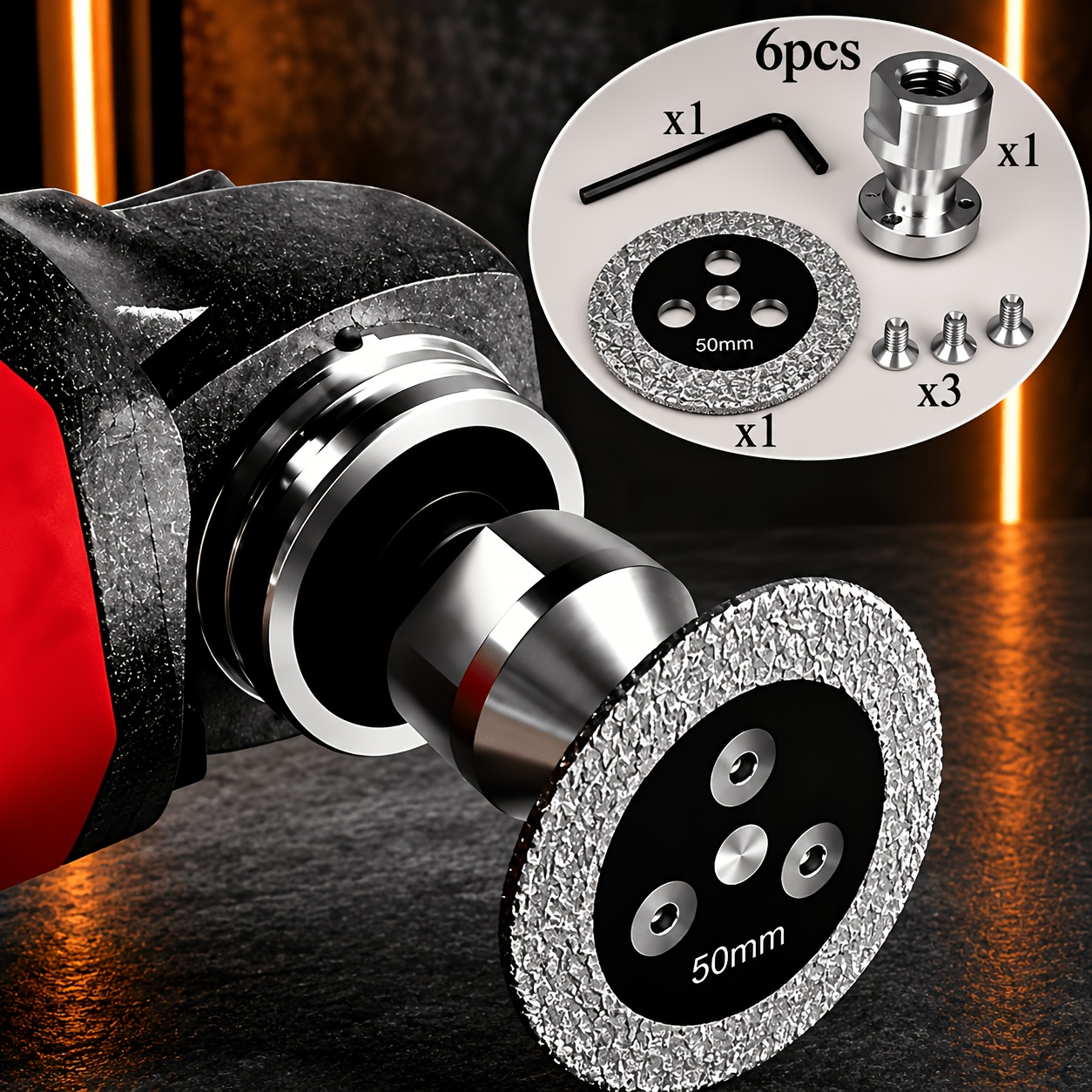 TEMU 2-inch 50mm Flange Grinding Wheel Set, M14 Threaded Flange Connector, Black Grinding Disc With 3pcs Fixing Screws And Hex Key, Suitable For