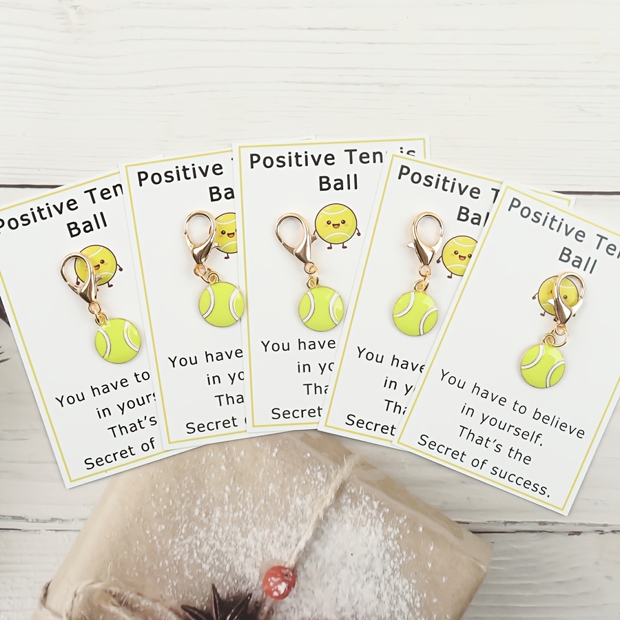 TEMU 5pcs Tennis-themed Thank You Card Set, Party Keychain Gift Pack, Suitable For Backpacks And Coin Purses, Ideal For Birthdays, Holiday Parties,