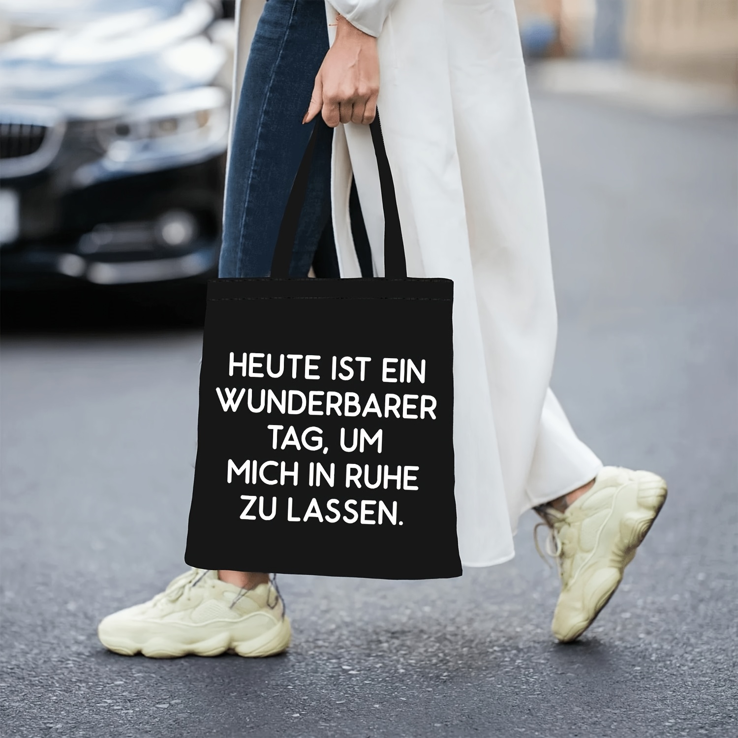 TEMU Funny Tote Bag - "lass Mich In Ruhe Geh Mir Nicht Auf Die Nerven" Large Capacity Grocery Bag Suitable For, Shopping, Everyday Use, Machine
