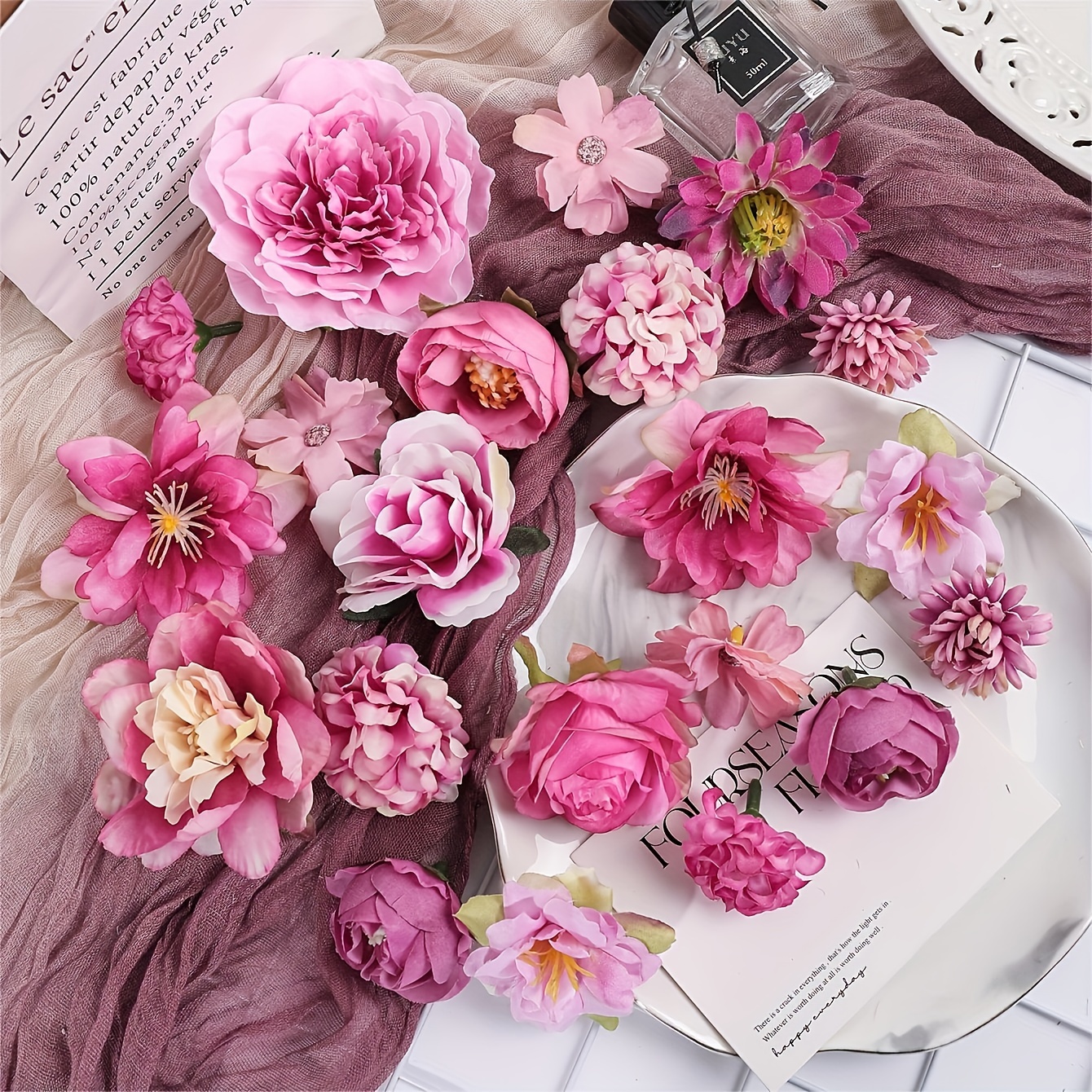 21pcs combination set silk flower head