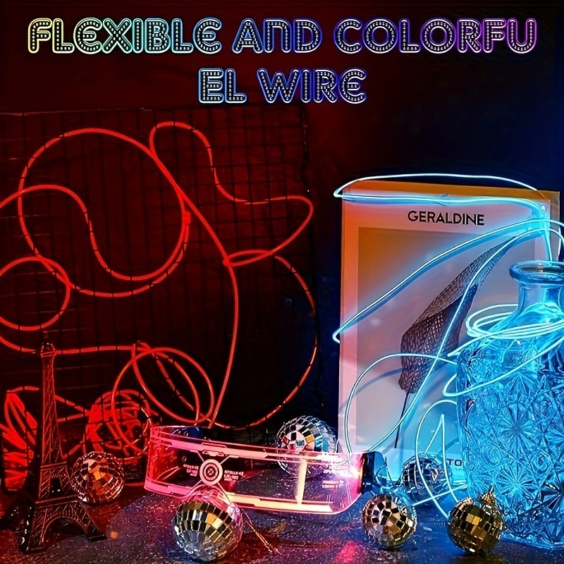 

7pcs El Wire Portable El Wire Neon Wearable Led Light Electroemitting Light Battery Powered Glow Line Neon El Wire Led Light Diy Halloween Christmas Outdoor Decorative Light Costume (16.4ft/9.84ft)