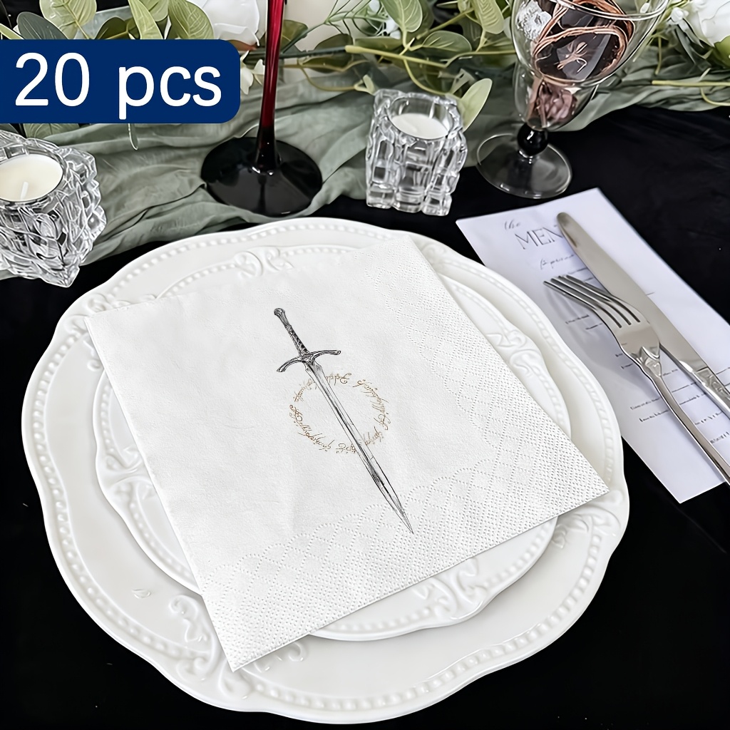 TEMU 20pcs Warner . The Themed Party Napkins Suitable For Birthdays, Christmas Gifts, Lotr Decorations With Iconic Wb & - 2-ply Sheets For Hobbit