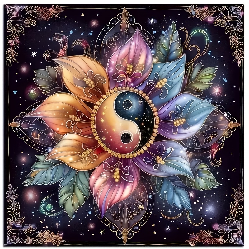 TEMU Set For Diamond Painting Featuring Tai Chi Flower, A Unique Gemstone Art Wall Decoration, Measuring 11.8x11.8 Inches, Perfect As A Gift