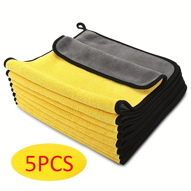 

5pcs Ultra-absorbent Microfiber Cleaning Cloths - Reusable, Towels For Kitchen, Windows, And Car Care - & Removal Rags