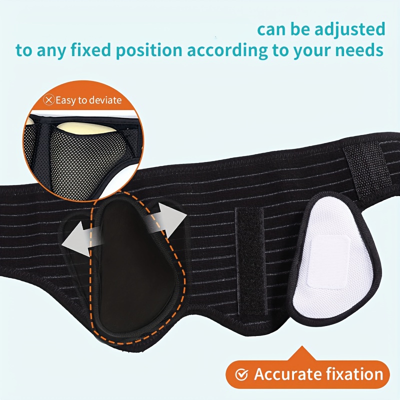 Men's Groin Support Belt, Adjustable Groin Support Belt for Men and Women, with 4 Pressure Pads, Single/double Groin Support (Black-M)