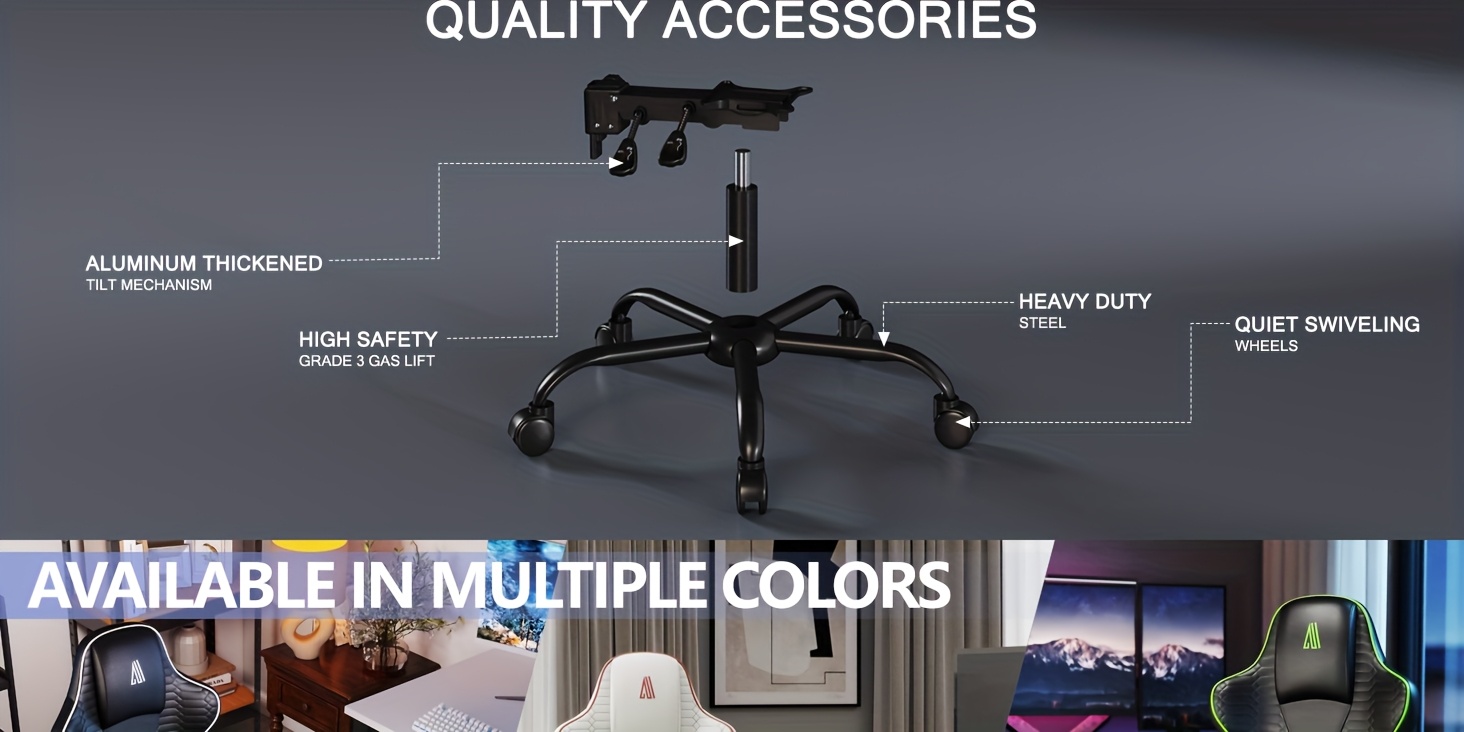 Een ergonomische gamingstoel met verstelbare rugleuning en een draaibare 360-graden functie - Ontworpen voor volwassenen en tieners tot 150 kg, perfect voor thuiskantoren of gaming, in een groene kleur.