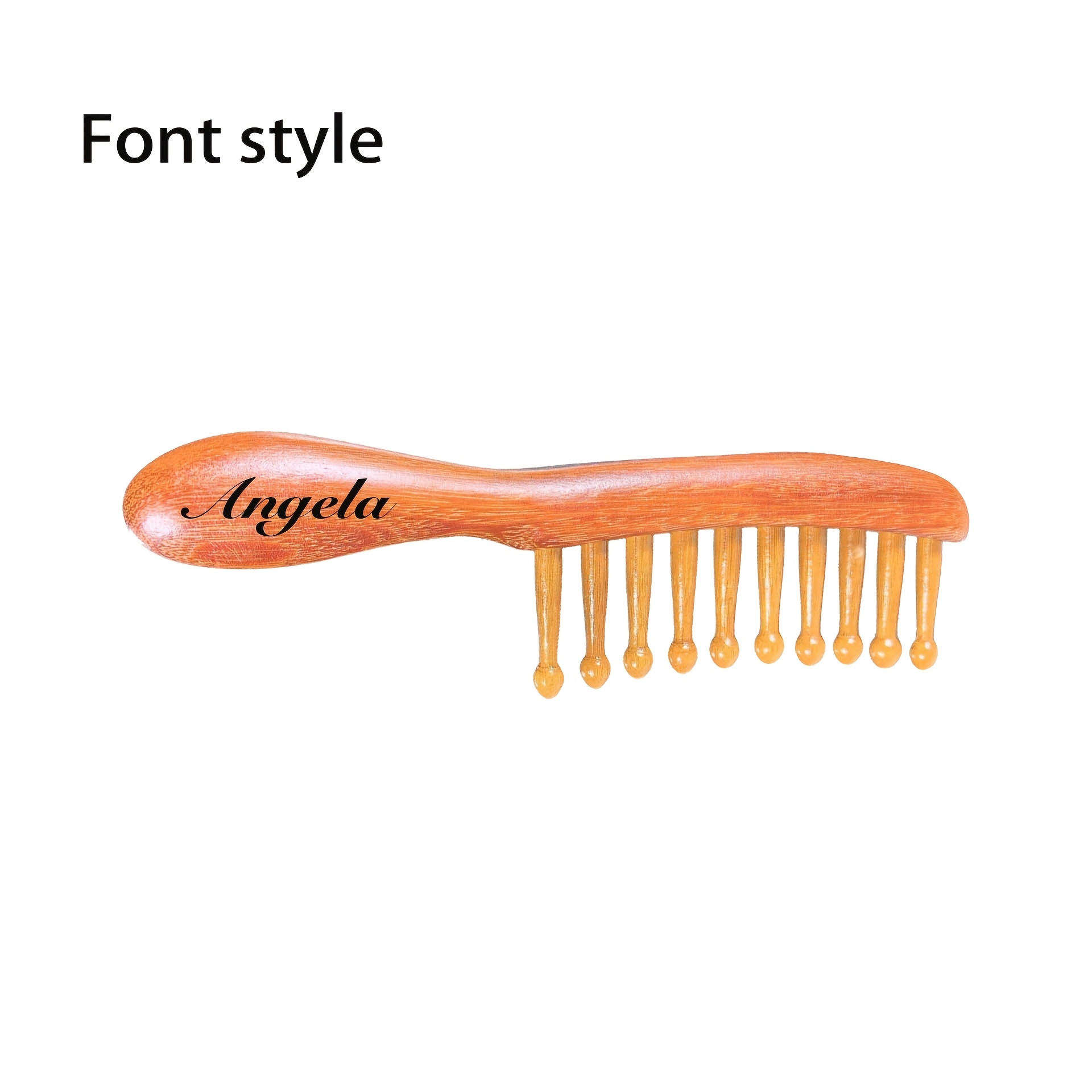 TEMU Handmade Sandalwood Scalp Massager Comb - 10-row Wooden Hair Brush For Head Relaxation And Hair Growth