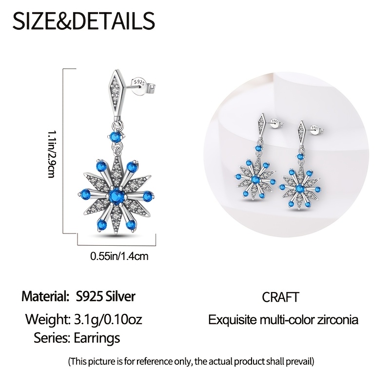 Women's 925 Sterling Silver Snowflake Earrings