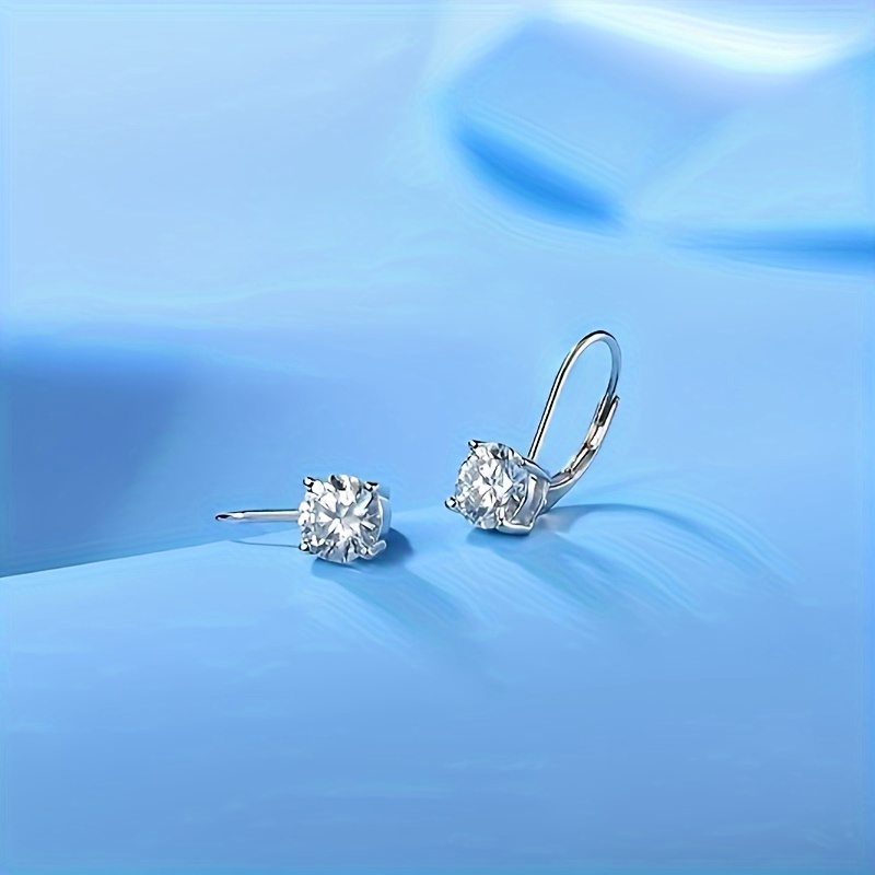 925 sterling silvery moissanite earrings 1 0 carat bright round cut laboratory planted moissanite earrings 925 silvery with 1 5g pendant moissanite leverback pendant earrings   with exquisite gift box Product details 3