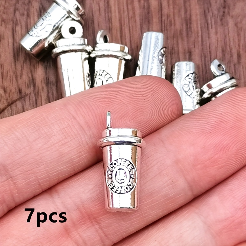 TEMU 7pcs 3d Coffee Cup Charm Pendant, Bohemian Style Jewelry Accessories, Handmade Making Bracelet, Necklace, Earring Accessories 10*21mm